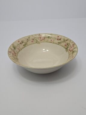 222 Fifth PTS Cheri Blum Savannah Genuine Stoneware Serving Bowl Floral Pink Tan